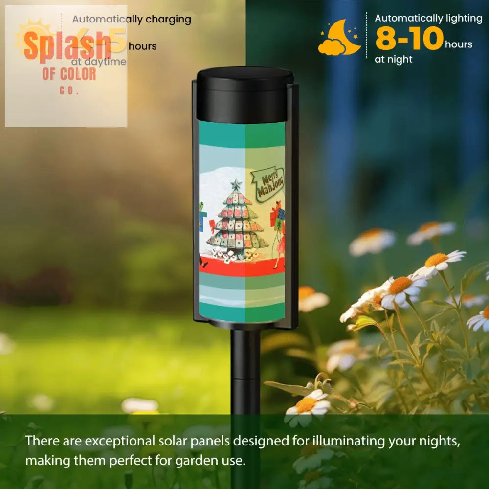 Funny Mahjong Christmas Whimsy In the Garden Outdoor Solar Lights 4pcs Garden Decor