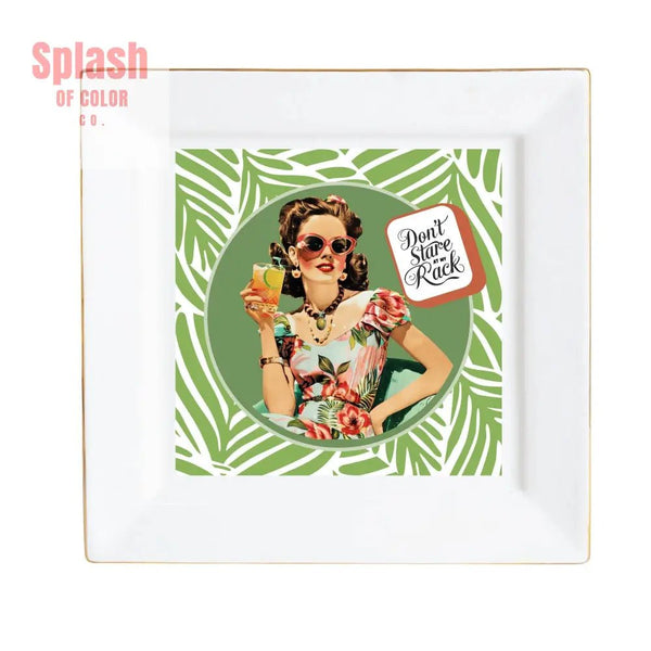 Funny Mahjong Don't Stare At My Rack Appetizer, Dessert Party Dishes - Splash of Color co.