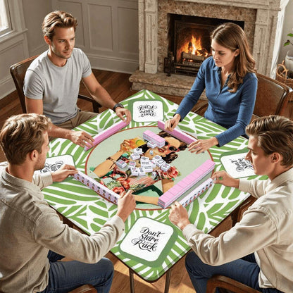 Funny Mahjong Game Mat Don’t Stare At My Rack Vintage Housewife Hawaiin Style Mahj Lover Game Night Mat - 31.5’’x31.5’’