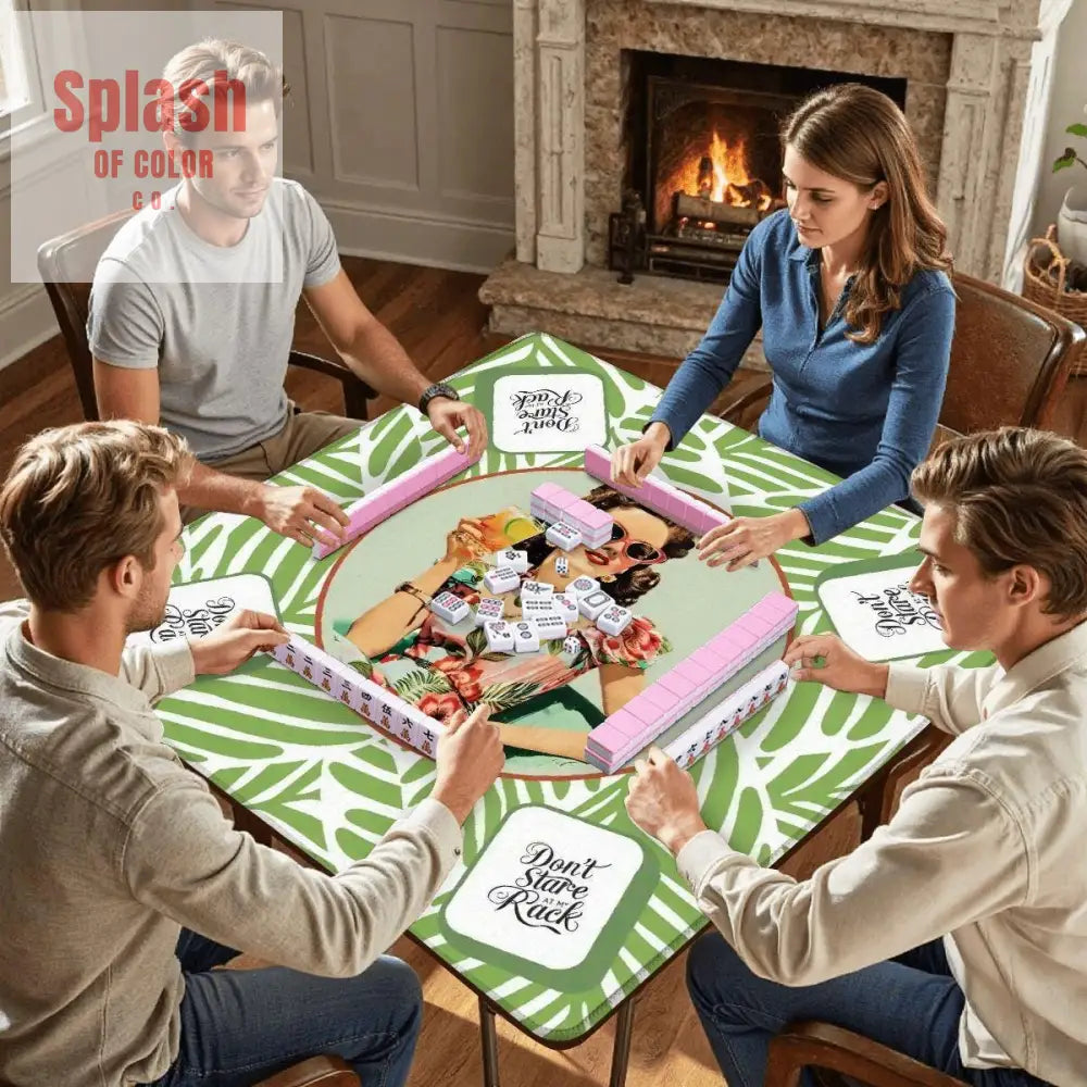 Funny Mahjong Game Mat, Don't Stare At My Rack Vintage Housewife, Hawaiin Style Mahj Lover Game Night Mat - Splash of Color co.