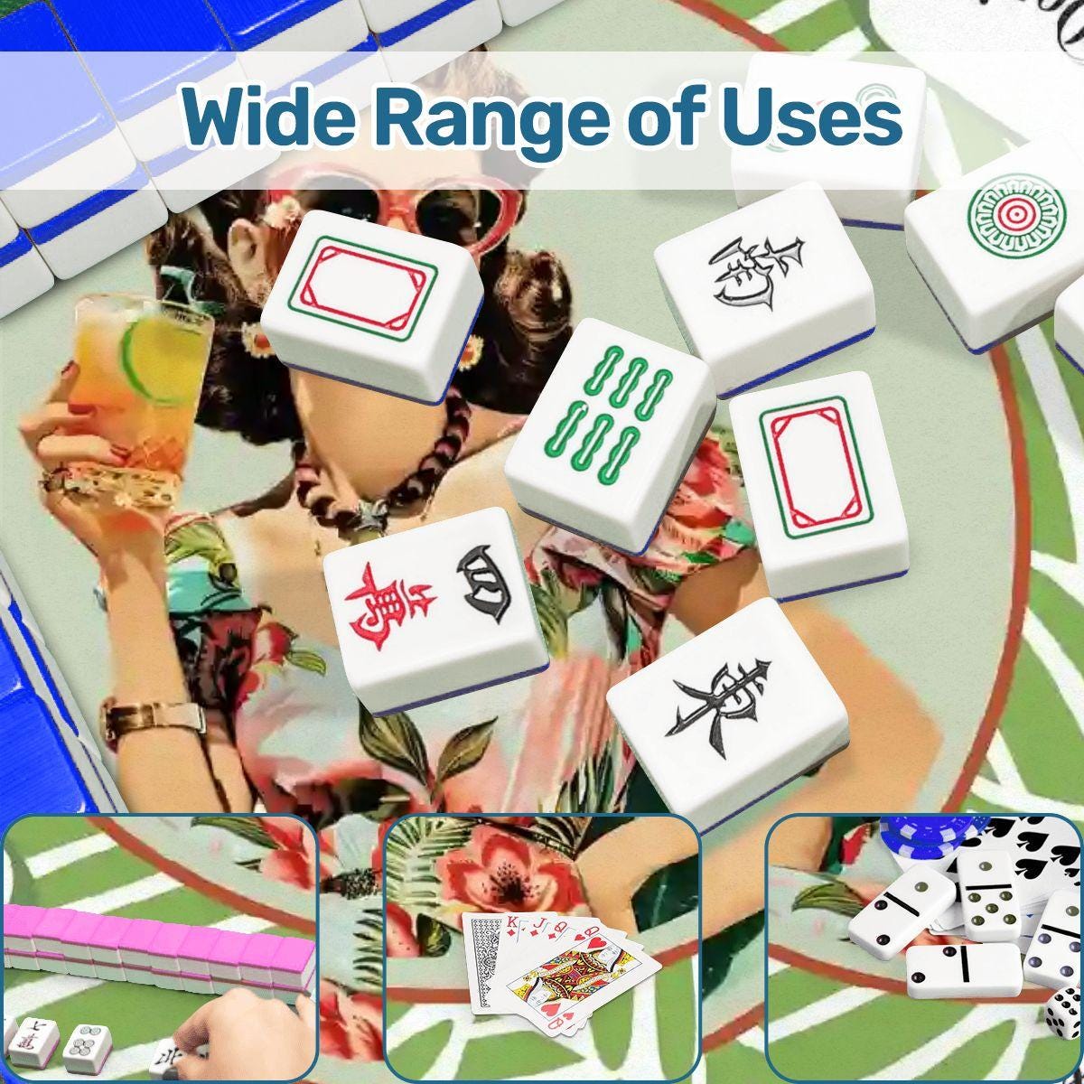 Funny Mahjong Game Mat Don’t Stare At My Rack Vintage Housewife Hawaiin Style Mahj Lover Game Night Mat - 31.5’’x31.5’’