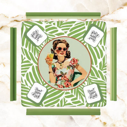Funny Mahjong Game Mat Don’t Stare At My Rack Vintage Housewife Hawaiin Style Mahj Lover Game Night Mat - 31.5’’x31.5’’