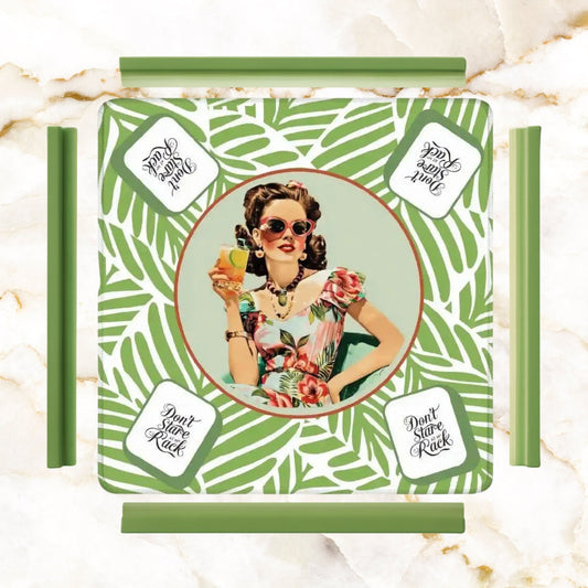 Funny Mahjong Game Mat Don’t Stare At My Rack Vintage Housewife Hawaiin Style Mahj Lover Game Night Mat - 31.5’’x31.5’’