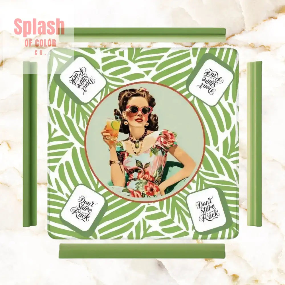 Funny Mahjong Game Mat, Don't Stare At My Rack Vintage Housewife, Hawaiin Style Mahj Lover Game Night Mat - Splash of Color co.