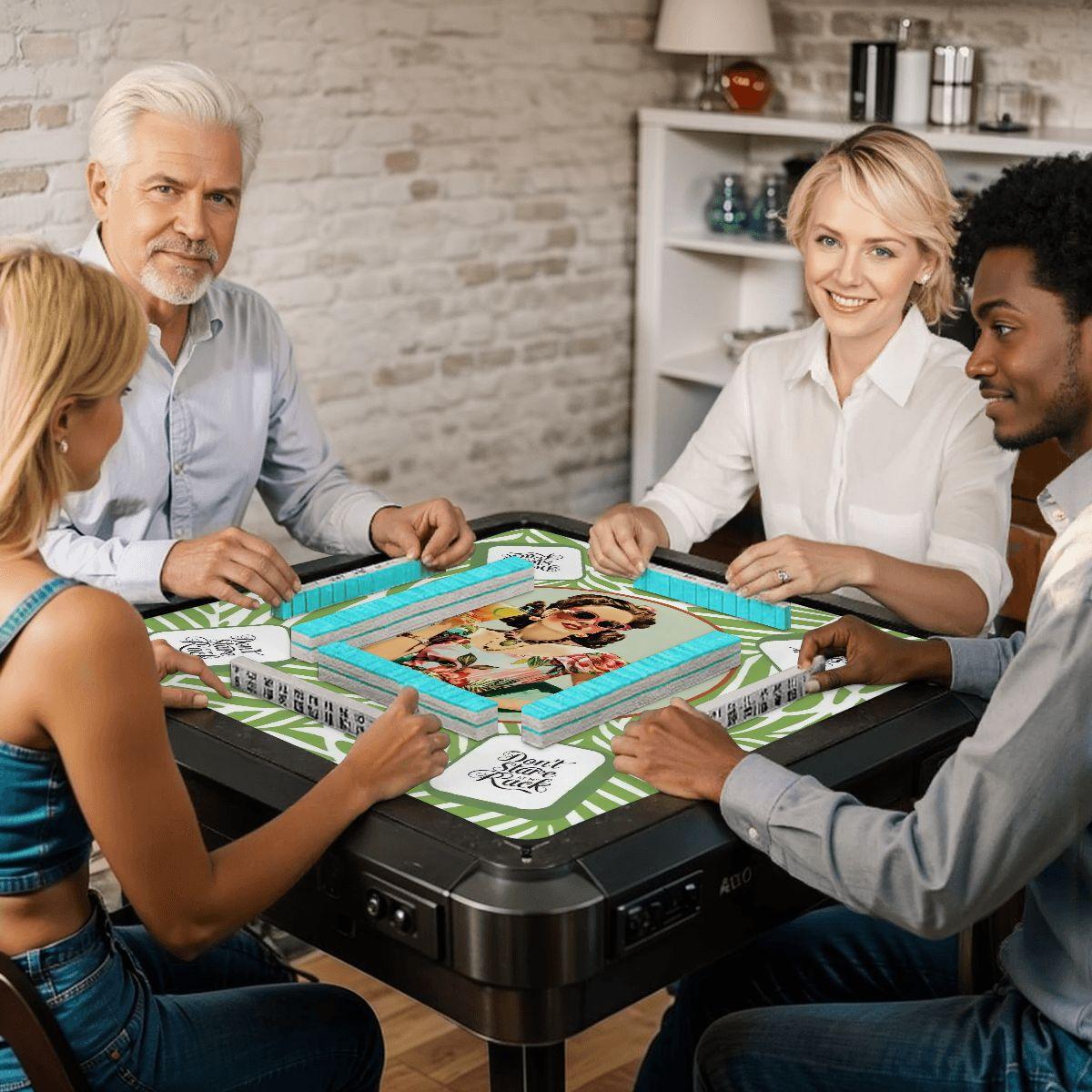 Funny Mahjong Game Mat Don’t Stare At My Rack Vintage Housewife Hawaiin Style Mahj Lover Game Night Mat - 31.5’’x31.5’’