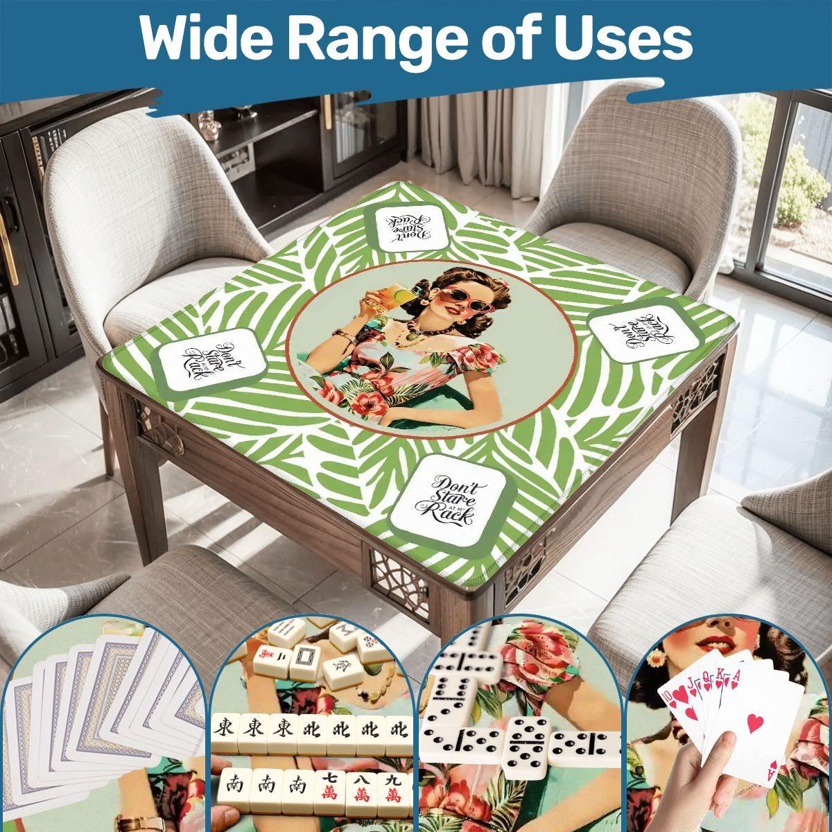 Funny Mahjong Game Mat Don’t Stare At My Rack Vintage Housewife Hawaiin Style Mahj Lover Game Night Mat - 31.5’’x31.5’’