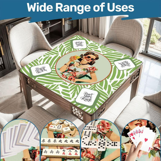 Funny Mahjong Game Mat Don’t Stare At My Rack Vintage Housewife Hawaiin Style Mahj Lover Game Night Mat - 31.5’’x31.5’’