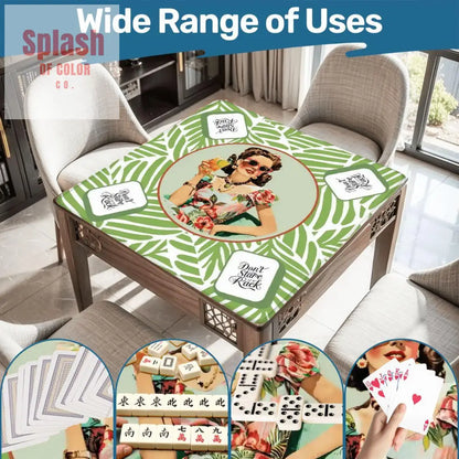 Funny Mahjong Game Mat, Don't Stare At My Rack Vintage Housewife, Hawaiin Style Mahj Lover Game Night Mat - Splash of Color co.