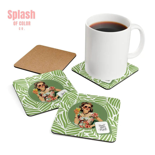Funny Mahjong Gift Don’t Stare At My Rack Vintage Housewife Coaster Set Mahj Night Accessories Mahjong Gift Idea - Cork