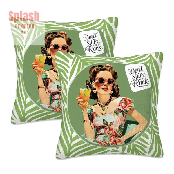 Funny Mahjong Gift Idea Don’t Stare At My Rack Tropical Pillow Covers Mahj Game Night Decor - 16’’x16’’ - Pillow Case