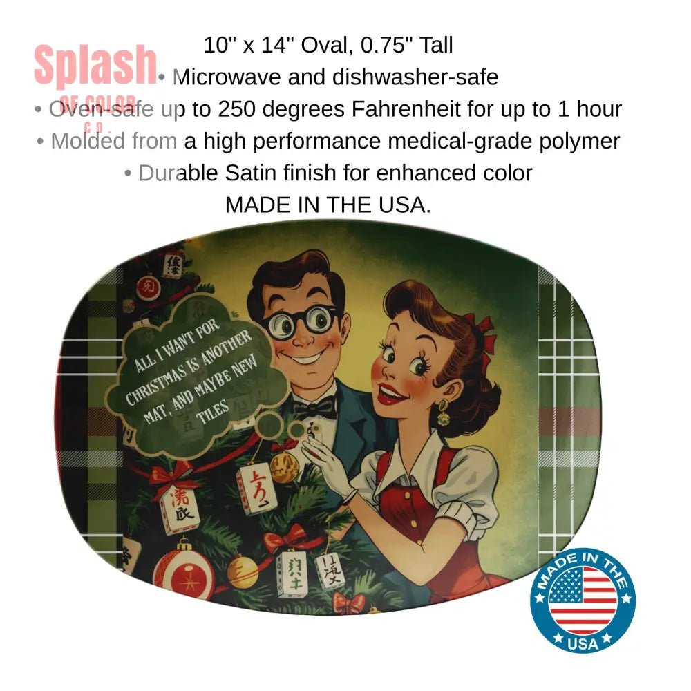 Funny Mahjong Holiday Platter, All I Want For Christmas Mahj Fanatic Gift - Splash of Color co.