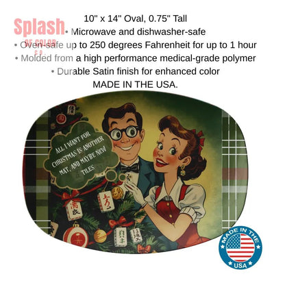 Funny Mahjong Holiday Platter, All I Want For Christmas Mahj Fanatic Gift - Splash of Color co.