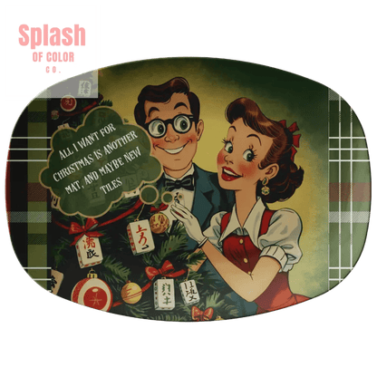 Funny Mahjong Holiday Platter, All I Want For Christmas Mahj Fanatic Gift - Splash of Color co.