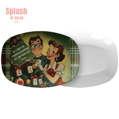 Funny Mahjong Holiday Platter, All I Want For Christmas Mahj Fanatic Gift - Splash of Color co.