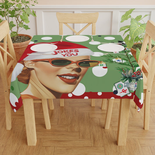 Funny Mahjong Joker Christmas Mahj Tablecloth Vintage Christmas Tablecloth Holiday Decor Festive Dining Mahj Game Night