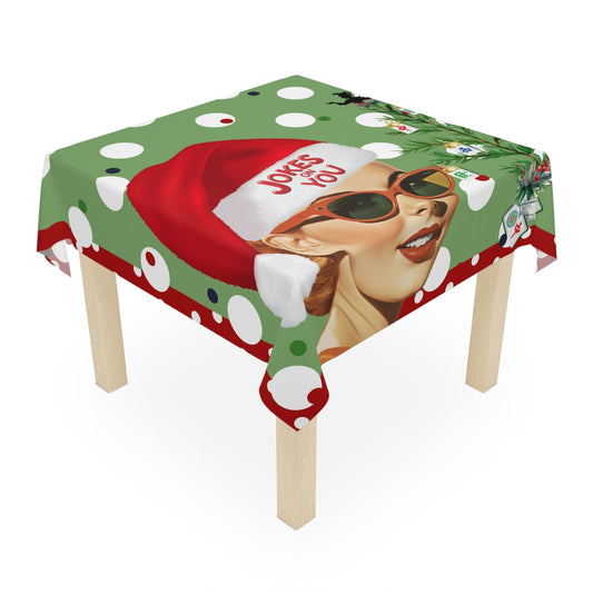 Funny Mahjong Joker Christmas Mahj Tablecloth Vintage Christmas Tablecloth Holiday Decor Festive Dining Mahj Game Night