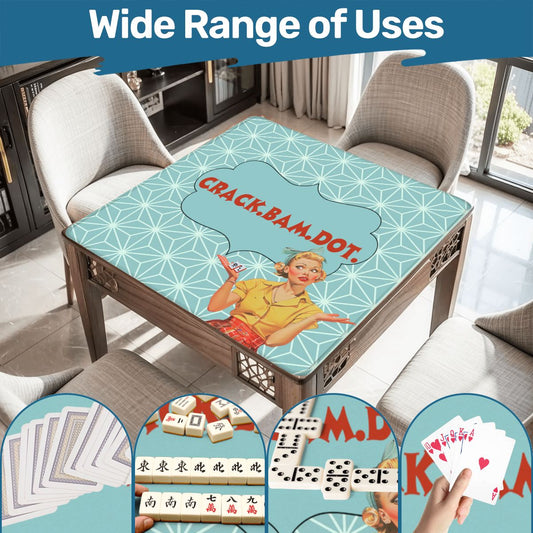 Funny Mahjong Mat Crack Bam Dot Vintage 50s Mahj Mat - 31.5’’x31.5’’ - Daily Accessories