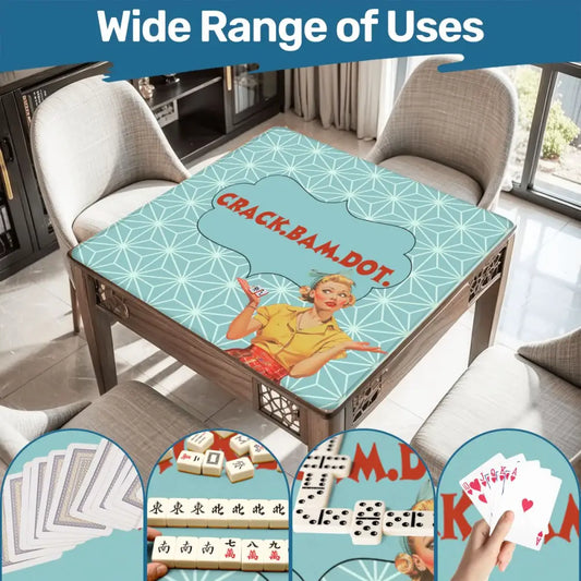 Funny Mahjong Mat Crack Bam Dot Vintage 50s Mahj Mat - 31.5’’x31.5’’ - Daily Accessories