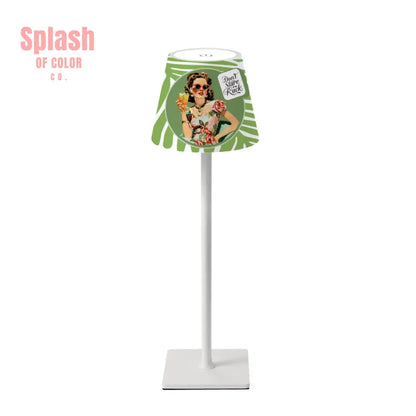 Funny Mahjong Mat Don’t Stare At My Rack LED Cordless Table Lamp - 4.3’’x4.3’’x14.8’’ - Desk Lamps