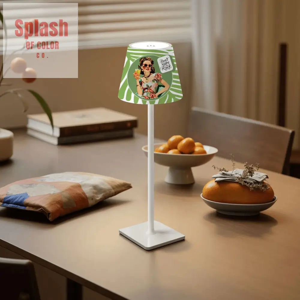 Funny Mahjong Mat Don’t Stare At My Rack LED Cordless Table Lamp - 4.3’’x4.3’’x14.8’’ - Desk Lamps