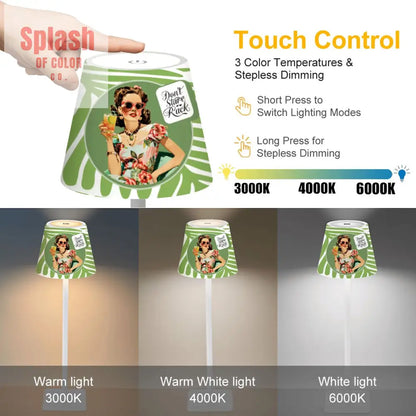 Funny Mahjong Mat Don’t Stare At My Rack LED Cordless Table Lamp - 4.3’’x4.3’’x14.8’’ - Desk Lamps