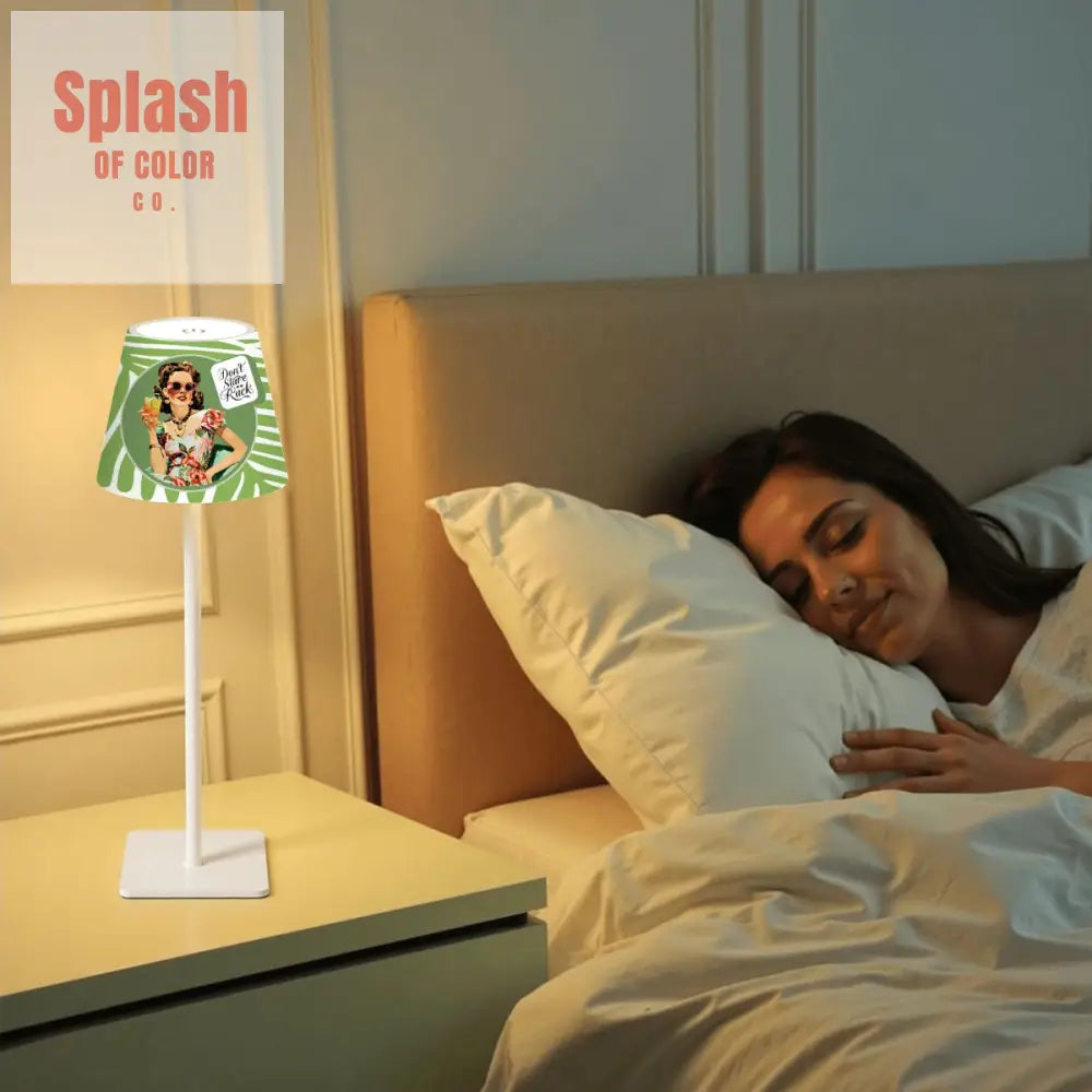 Funny Mahjong Mat Don’t Stare At My Rack LED Cordless Table Lamp - 4.3’’x4.3’’x14.8’’ - Desk Lamps