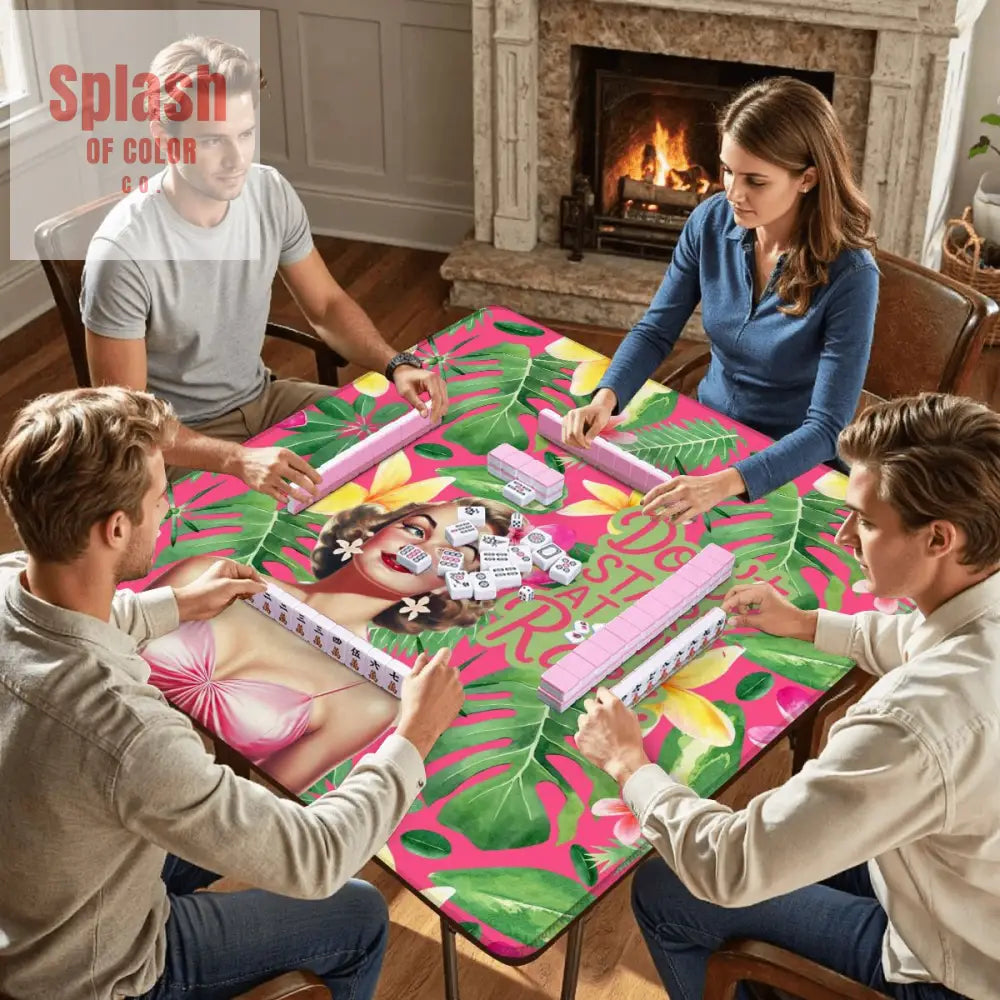 Funny Mahjong Mat Don’t Stare At My Rack Tropical Preppy Design Mahj Lover Mat - 31.5’’x31.5’’ - Daily Accessories