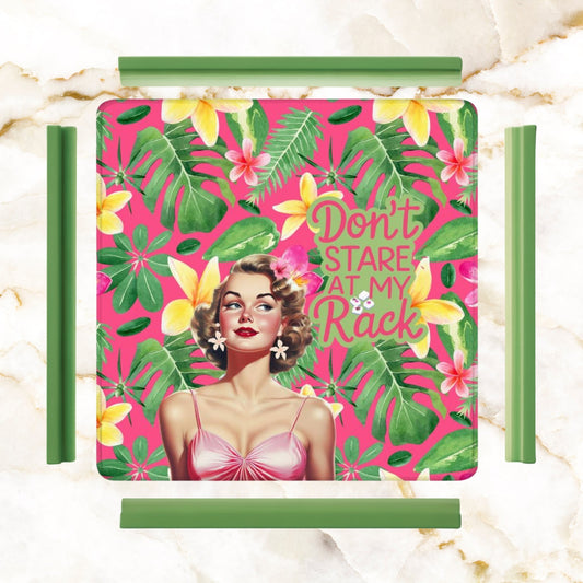 Funny Mahjong Mat Don’t Stare At My Rack Tropical Preppy Design Mahj Lover Mat - 31.5’’x31.5’’ - Daily Accessories