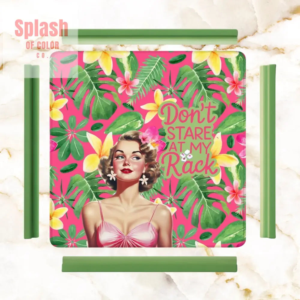 Funny Mahjong Mat Don’t Stare At My Rack Tropical Preppy Design Mahj Lover Mat - 31.5’’x31.5’’ - Daily Accessories