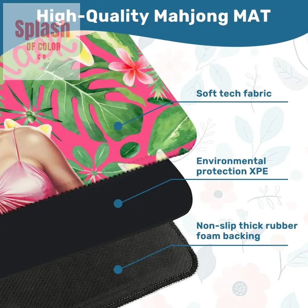 Funny Mahjong Mat Don’t Stare At My Rack Tropical Preppy Design Mahj Lover Mat - 31.5’’x31.5’’ - Daily Accessories