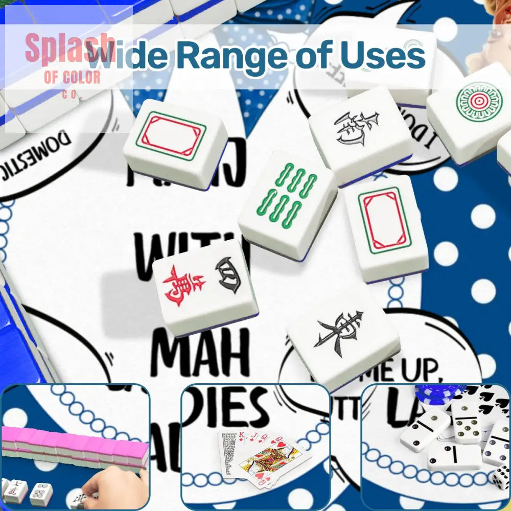 Funny Mahjong Mat Mahj With Mah Ladies - 31.5’’x31.5’’ - Daily Accessories