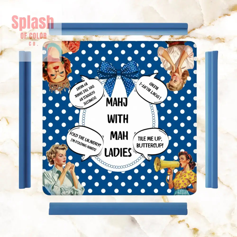 Funny Mahjong Mat Mahj With Mah Ladies - 31.5’’x31.5’’ - Daily Accessories