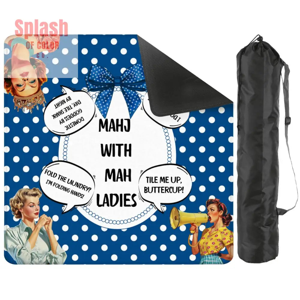 Funny Mahjong Mat Mahj With Mah Ladies - 31.5’’x31.5’’ - Daily Accessories
