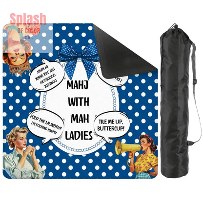 Funny Mahjong Mat Mahj With Mah Ladies - 31.5’’x31.5’’ - Daily Accessories