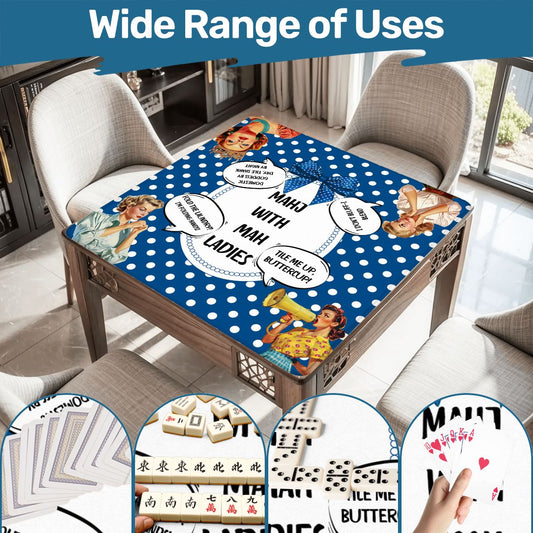 Funny Mahjong Mat Mahj With Mah Ladies - 31.5’’x31.5’’ - Daily Accessories