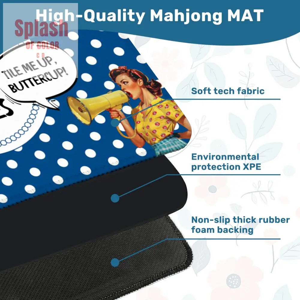 Funny Mahjong Mat Mahj With Mah Ladies - 31.5’’x31.5’’ - Daily Accessories