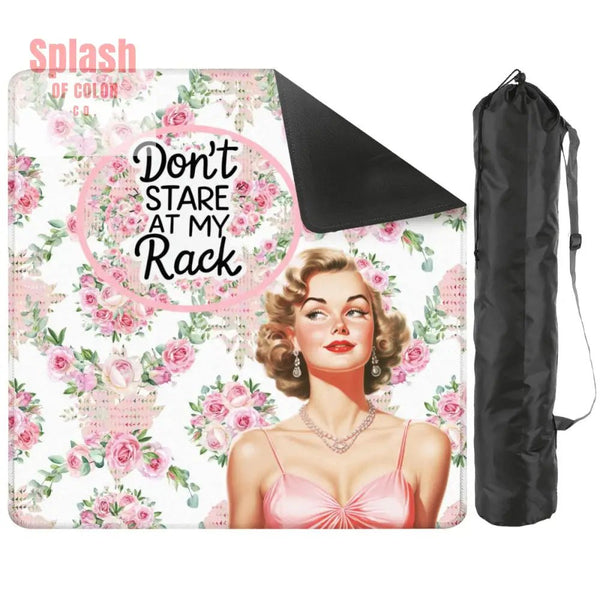 Funny Mahjong Mat Preppy Florals With A Chic Cheeky Twist Don’t Stare At My Rack - 31.5’’x31.5’’ - Daily Accessories