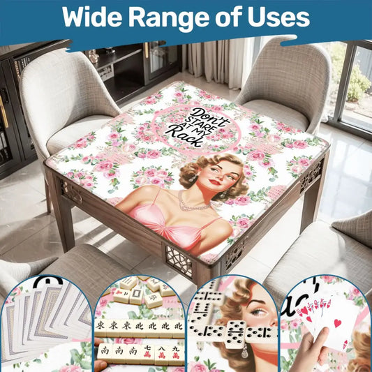 Funny Mahjong Mat Preppy Florals With A Chic Cheeky Twist Don’t Stare At My Rack - 31.5’’x31.5’’ - Daily Accessories