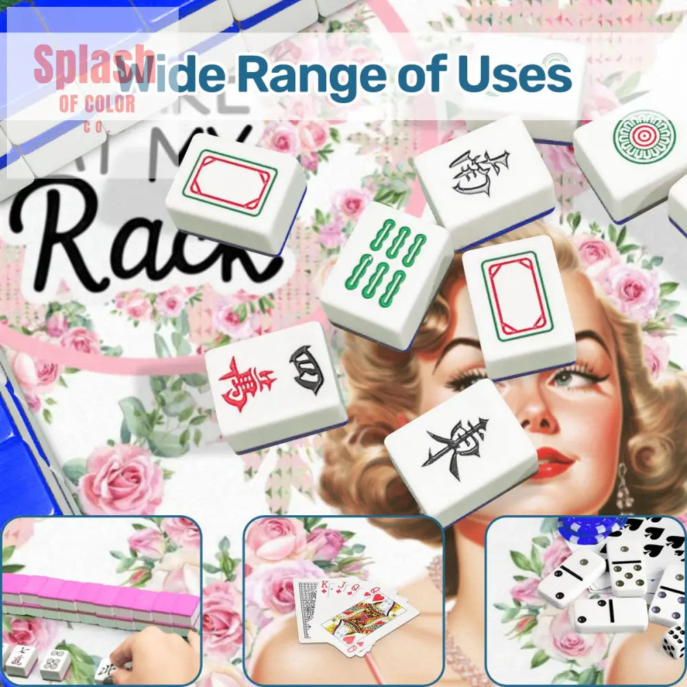 Funny Mahjong Mat Preppy Florals With A Chic Cheeky Twist Don’t Stare At My Rack - 31.5’’x31.5’’ - Daily Accessories