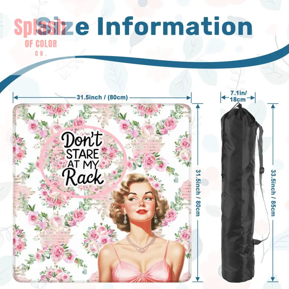 Funny Mahjong Mat Preppy Florals With A Chic Cheeky Twist Don’t Stare At My Rack - 31.5’’x31.5’’ - Daily Accessories