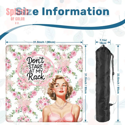 Funny Mahjong Mat Preppy Florals With A Chic Cheeky Twist Don’t Stare At My Rack - 31.5’’x31.5’’ - Daily Accessories
