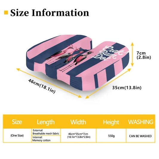 Funny Mahjong Orthopedic Memory Foam Seat Cushion Blue Pink Striped Bird Queens 18.1’’x13.8’’x2.8’’ Daily Accessories