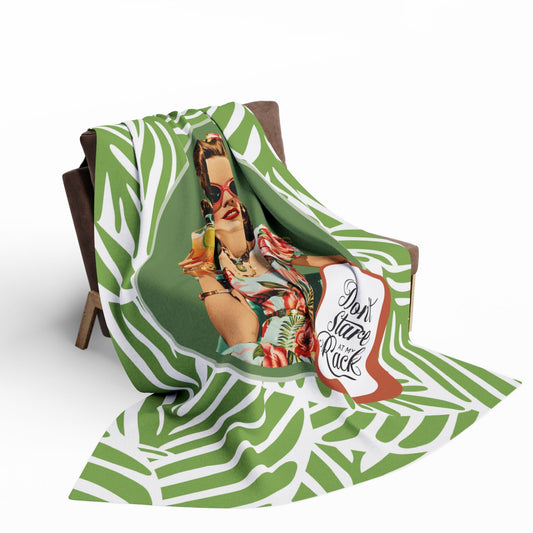 Funny Mahjong Player Gift Vintage Tropical Fleece Blanket Don’t Stare At My Rack Mahj Tile Cozy Throw For Mahj Lovers