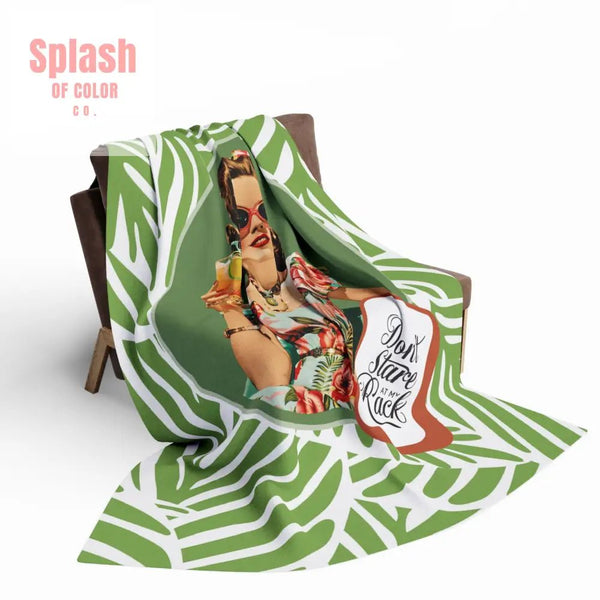 Funny Mahjong Player Gift Vintage Tropical Fleece Blanket Don’t Stare At My Rack Mahj Tile Cozy Throw For Mahj Lovers