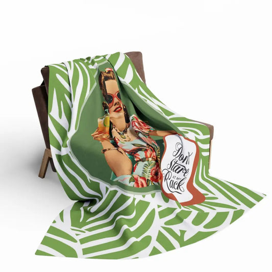 Funny Mahjong Player Gift Vintage Tropical Fleece Blanket Don’t Stare At My Rack Mahj Tile Cozy Throw For Mahj Lovers