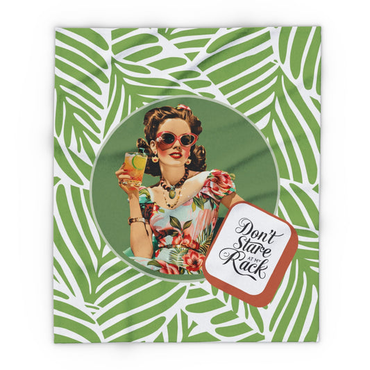 Funny Mahjong Player Gift Vintage Tropical Fleece Blanket Don’t Stare At My Rack Mahj Tile Cozy Throw For Mahj Lovers