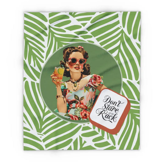 Funny Mahjong Player Gift Vintage Tropical Fleece Blanket Don’t Stare At My Rack Mahj Tile Cozy Throw For Mahj Lovers