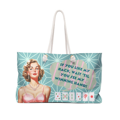 Funny Mahjong Tote Bag Tile Accessory Sassy Cheeky Mahj Lover Gift Tote Bag - 24’’ × 13’’ - Bags