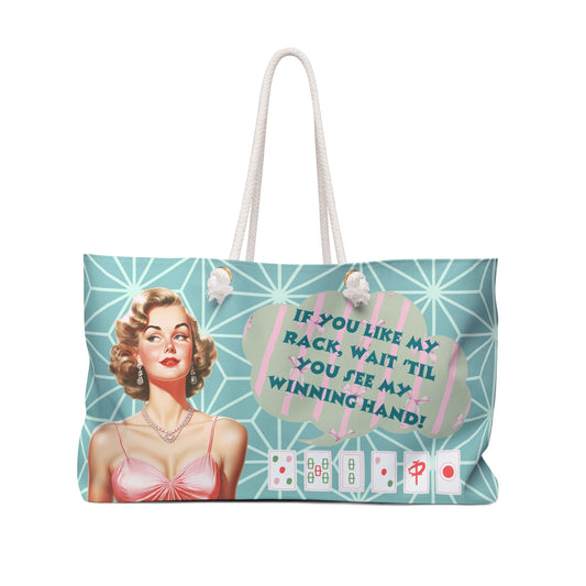 Funny Mahjong Tote Bag Tile Accessory Sassy Cheeky Mahj Lover Gift Tote Bag - 24’’ × 13’’ - Bags
