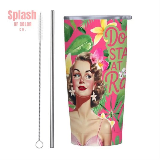 Funny Mahjong Tumbler, Don't Stare At My Rack Stainless Steel Insulated Tumblers with Lid & Straw - Splash of Color co.